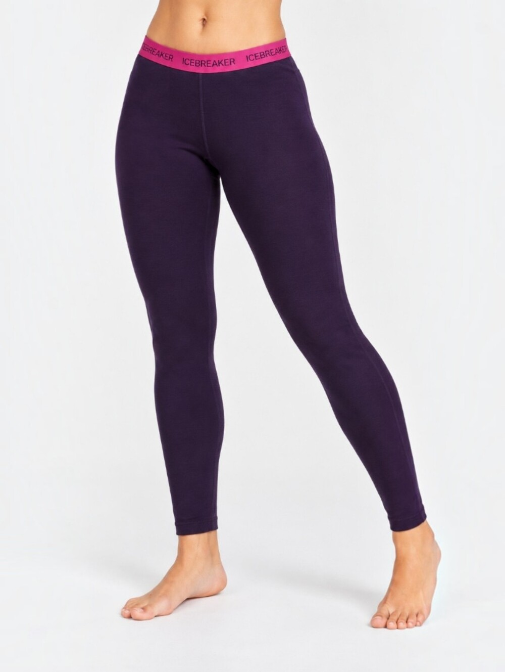 Icebreaker Bodyfit 200 100% Merino Wool Base Layer Leggings Purple Ski Women's M